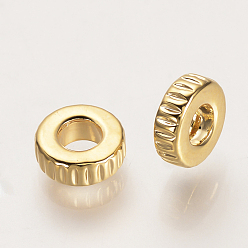 Real 18K Gold Plated Brass Beads, Nickel Free, Real 18K Gold Plated, Tyre/Flat Round, 6.5x2mm, Hole: 3mm