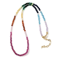Разноцветный 7 Ожерелья из граненых круглых кубических циркониевых бусин с латунными цепочками для женщин, посвященные чакрам, стойки покрытие, долговечный, без кадмия и без свинца, реальный 18 k позолоченный, красочный, 16.34 дюйм (41.5 см)