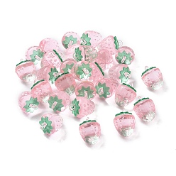 Pink Transparent Acrylic Pendants, Strawberry, Pink, 18x13.5mm, Hole: 1.6mm