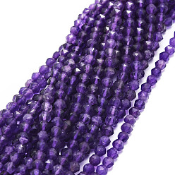 Amethyst Natural Amethyst Beads Strands, Faceted, Round, 4~4.5mm, Hole: 1mm, about 97pcs/strand, 15.16''(38.5cm)