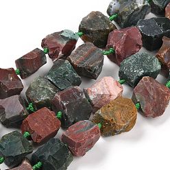 Indian Agate Rough Raw Natural Indian Agate Beads Strands, Nuggets, 15~27x16~29mm, Hole: 1.5mm, about 16pcs/strand, 15.55''~16.34''(39.5~41.5cm)
