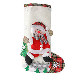 M1-7 Snowman Hong Kong Love Linen Large Christmas Sock Fence Christmas Gift Bag Christmas Tree Hanging Candy Bag Decoration
