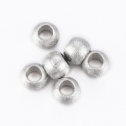 Stainless Steel Color 202 Stainless Steel Textured Beads, Rondelle, Stainless Steel Color, 4x3mm, Hole: 2mm
