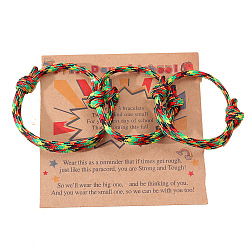 Зеленый лайм 3шт. 3 стили полиэстер браслеты для первого дня школы, набор семейных браслетов «мама, папа и я», с бумажной карточкой, зеленый лайм, 4-3/4 дюйм (12 см)