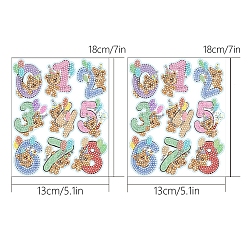 Mixed Color Number 0~8 & Bear & Balloon DIY Diamond Painting Stickers Kits for Kids and Adult Beginners, Cartoon Stickers Stick Paint with Diamonds, Mixed Color, Sheet: 180x130mm