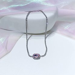 pink diamond Gemstone Water Diamond Lockbone Chain Chocker - European and American Style, High-end, Niche.
