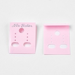 Pink Plastic Earring Display Card, Rectangle, Pink, 3.6~3.8x3cm