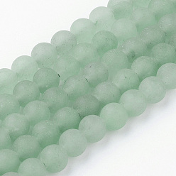 Green Aventurine Natural Green Aventurine Bead Strands, Round, Frosted, 6~6.5mm, Hole: 1mm, about 60pcs/strand, 14.9 inch(38cm)