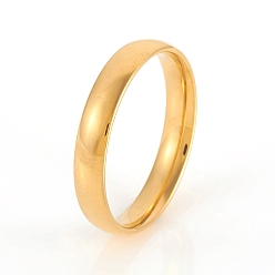 Golden 201 Stainless Steel Plain Band Rings, Golden, Size 9, Inner Diameter: 19mm, 4mm