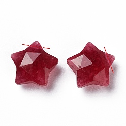 Jade Natural Red Jade Charms, Star, Faceted, 13~13.5x14~14.5x6~6.5mm, Hole: 0.8mm