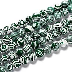 Green Synthetic Malachite Beads Strands, Dyed, Round, Green, 8mm, Hole: 1mm, about 46pcs/strand,  14.76 inch(37.5cm)