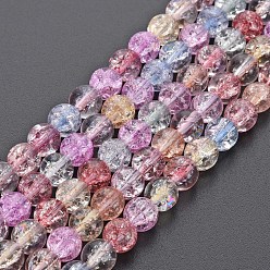 Colorful Crackle Glass Beads Strands, Dyed & Heated, Round, Colorful, 6mm, Hole: 1mm, about 65~68pcs/strand, 15.35~15.75 inch(39~40cm)