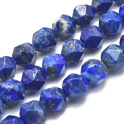 Lapis Lazuli Natural Lapis Lazuli Beads Strands, Star Cut Round Beads, Faceted, 5~6mm, Hole: 0.7mm, about 62~70pcs/strand, 14.5 inch~15.7 inch(37~40cm)