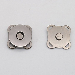Gunmetal Alloy Magnetic Buttons Snap Magnet Fastener, Flower, for Cloth & Purse Makings, Gunmetal, 18mm 2pcs/set