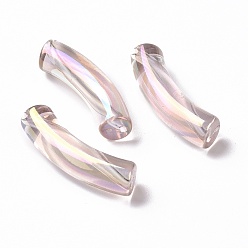 Lilac UV Plating Transparent Rainbow Iridescent Acrylic Beads, Curved Tube, Lilac, 32~33x10x8mm, Hole: 1.6mm