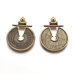 Antique Golden Tibetan Style Alloy Big Pendants, Flat Round with Infinity, Antique Golden, 55x40x7mm, Hole: 3.5mm