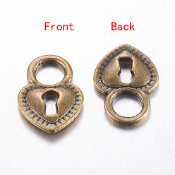 Antique Bronze Tibetan Style Alloy Pendants, Lead Free, Nickel Free and Cadmium Free, Antique Bronze, Heart, 17.5x12mm, Hole: 5.5mm, about 1099pcs/1000g