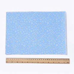 Light Sky Blue Floral Pattern Printed A4 Polyester Fabric Sheets, Self-adhesive Fabric, for Garment Accessories, Light Sky Blue, 30x21.5x0.03cm
