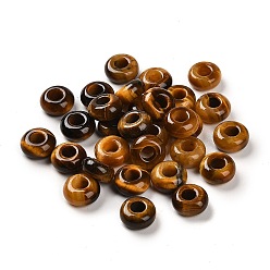 Tiger Eye Natural Tiger Eye European Beads, Large Hole Beads, Rondelle, 10x4.5~5mm, Hole: 4~4.3mm