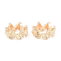 Light Gold Бабочка, латунные прозрачные бусины из кубического циркония, европейские бусины, бусины с большим отверстием, без кадмия и без свинца, стойки покрытие, долговечный, золотой свет, 11x5 мм, отверстие : 9 мм