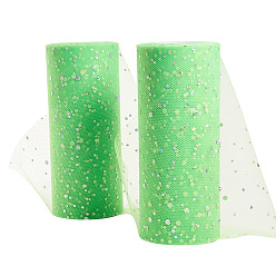 Lawn Green BENECREAT Glitter Sequin Deco Mesh Ribbons, Tulle Fabric, Tulle Roll Spool Fabric For Skirt Making, Lawn Green, 6 inch(15cm), about 25yards/roll(22.86m/roll)