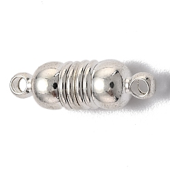 Серебро Латунные магнитные застежки с петлями, овальные, серебряные, 18x6 мм, отверстие : 1.6 мм