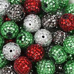 (52) Непрозрачная лаванда Акриловые бусины из стразов на рождественскую тематику, круглая с квадратным стразом, блестящие бусины для изготовления украшений своими руками, ручки и поделки из бисера, разноцветные, 20 мм, отверстие : 2 мм