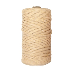BurlyWood Cordón de macramé de algodón de 1 capas de 100 m, cuerda de algodón retorcida de macramé, para colgar en la pared, diy artesanía, burlywood, 3 mm, aproximadamente 109.36 yardas (100 m) / rollo