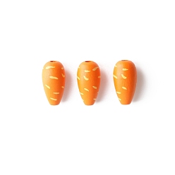 Orange Easter Theme Spray Painted Wood Beads, Carrot, Orange, 28x15mm