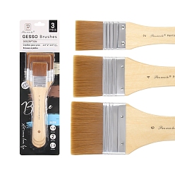 Saddle Brown Gesso Oil Paint Wood Brushes, Nylon Hair Brushes with Wooden Handle, for Paint the Walls, Saddle Brown, 33x9.7cm