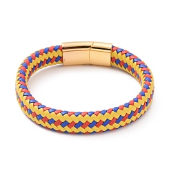 Colorful Microfiber Leather Braided Cord Bracelets Braided Cord Bracelets, with 304 Stainless Steel Magnetic Clasp, Rectangle, Colorful, 8-5/8 inch(22cm), 12x6mm