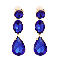 Blue Sparkling Waterdrop Shaped Colorful Rhinestone Earrings for Women - Fashionable and Unique