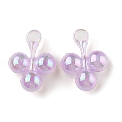 Сливовый УФ-покрытие акриловыми подвесками, радужный, вишня, слива, 28.5x21x8 мм, отверстие : 4 мм