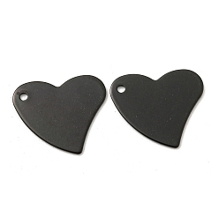 Black Ion Plating(IP) 304 Stainless Steel Stamping Blank Tag Pendants, Heart, Black, 18x17x0.8mm, Hole: 1.5mm