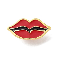Lip Golden Alloy Brooches, Enamel Pins, for Backpack Cloth, Lip, 14.5x30x1.5mm