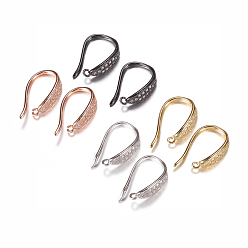 Mixed Color Brass Micro Pave Cubic Zirconia Earring Hooks, with Horizontal Loop, Mixed Color, 15x9x3mm, 9 Gauge, Hole: 0.5mm
