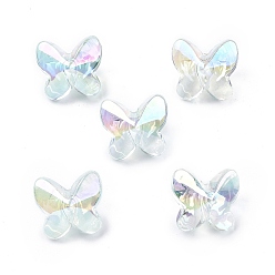 Pale Turquoise UV Plating Rainbow Iridescent Acrylic Beads, Butterfly, Pale Turquoise, 6x7x7mm, Hole: 1.8mm