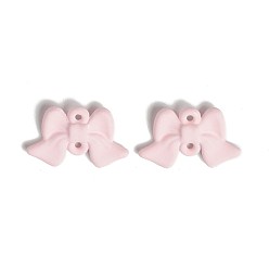 Pink Spray Painted Alloy Connector Charms, Bowknot Links, Pink, 10x15.5x2.5mm, Hole: 1mm