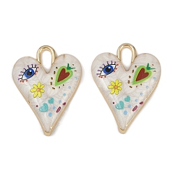 Разноцветный Подвески из эмали и сплава, долговечный, стойки покрытие, реальный 18 k позолоченный, сердце, злые глаза, красочный, 34.5x25.5x5 мм, отверстие : 9x3.5 мм