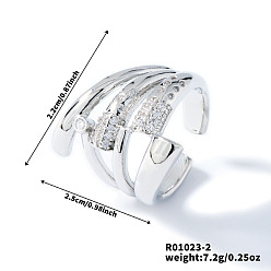 Платина Элегантные спиральные полосатые латунные кольца-манжеты с кубическим цирконием, идеальный подарок для дам, повседневная одежда, платина