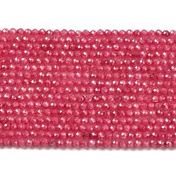Red Cubic Zirconia Bead Strands, Faceted Rondelle, Red, 2mm, Hole: 0.6mm, about 187pcs/strand, 14.76 inch(37.5cm)
