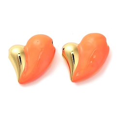 Темно-Оранжевый Латунь эмаль подвески, шарма сердца, долговечный, без кадмия и без свинца, стойки покрытие, реальный 18 k позолоченный, темно-оранжевый, 31x29x12 мм, отверстие : 3.5 мм