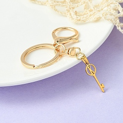 Letter K 304 Stainless Steel Initial Letter Key Charm Keychains, with Alloy Clasp, Golden, Letter K, 8.8cm