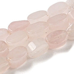 Rose Quartz Natural Rose Quartz Beads Strands, Flat Oval, 6~6.5x4~4.5x2.5mm, Hole: 0.6mm, about 64pcs/strand, 15.94''(40.5cm)