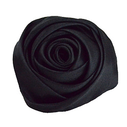 Черный Атласная ткань ручной работы 3d цветок розы, аксессуары для украшения обуви, шапки, одежды своими руками, чёрные, 5.5 см