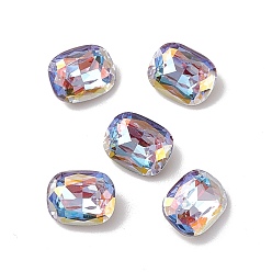 Violet K9 Glass Rhinestone Cabochons, Pointed Back & Back Plated, Octagon Rectangle, Violet, 10x8x4mm