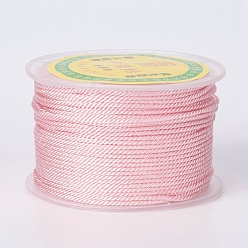 Misty Rose Round Polyester Cords, Milan Cords/Twisted Cords, Misty Rose, 1.5~2mm, 50yards/roll(150 feet/roll)