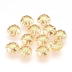 Golden 304 Stainless Steel Fancy Bead Caps, Flower, 5-Petal, Golden, 8x3mm, Hole: 0.7mm