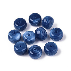 Морской Синий Двухцветные непрозрачные акриловые бусины, рондель, Marine Blue, 14~14.5x9~9.5 мм, отверстие : 2 мм, Около 330 шт / 500 г
