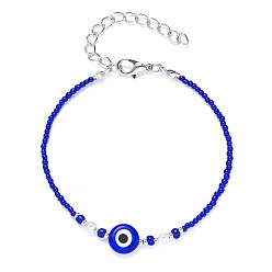 BR20Y0138-3 Blue Eye Beaded Bracelet with European and American Style - Fashionable Eye Bracelet